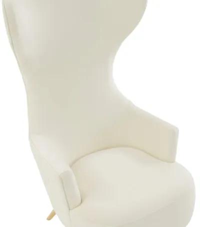 Julia Cream Velvet Channel Tufted Wingback Chair