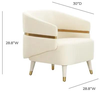 Ayla Cream Velvet Accent Chair