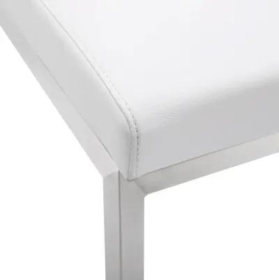 Parma White Performance Vegan Leather and Stainless Steel Counter Stool - Set of 2