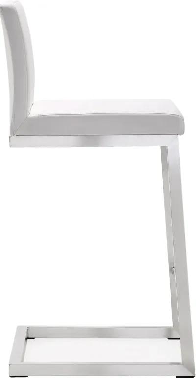 Parma White Performance Vegan Leather and Stainless Steel Counter Stool - Set of 2