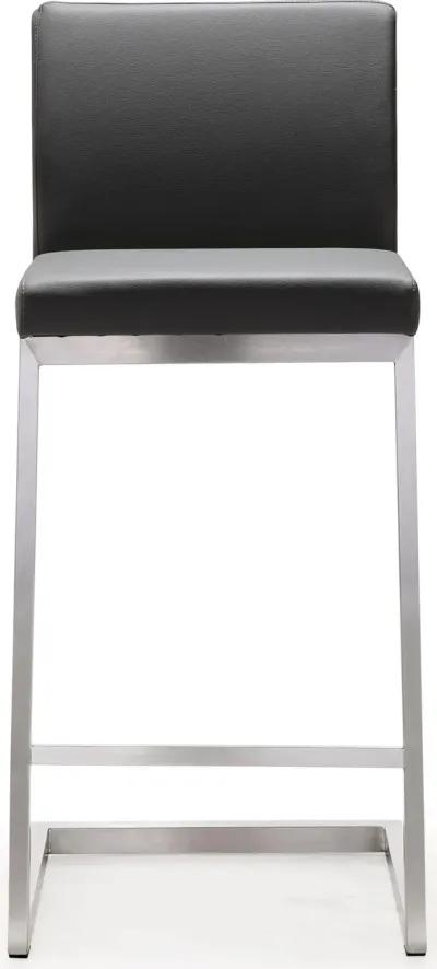 Parma Grey Performance Vegan Leather and Stainless Steel Counter Stool - Set of 2