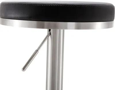 Fano Black Performance Vegan Leather and Stainless Steel Adjustable Barstool