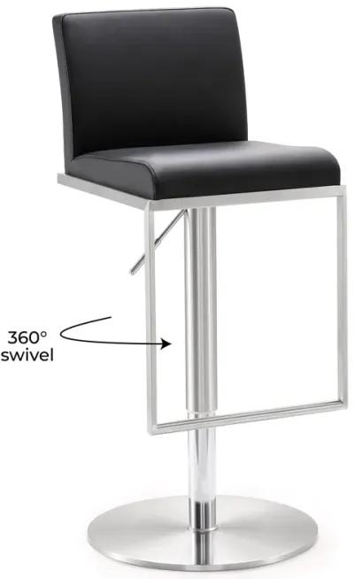 Amalfi Black Performance Vegan Leather Adjustable Stool