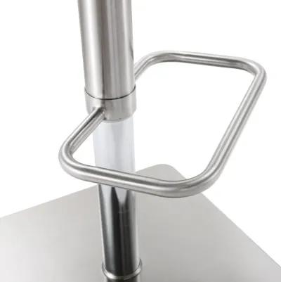 Bari White Performance Vegan Leather and Stainless Steel Adjustable Barstool