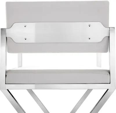 Director White Performance Vegan Leather and Stainless Steel Barstool