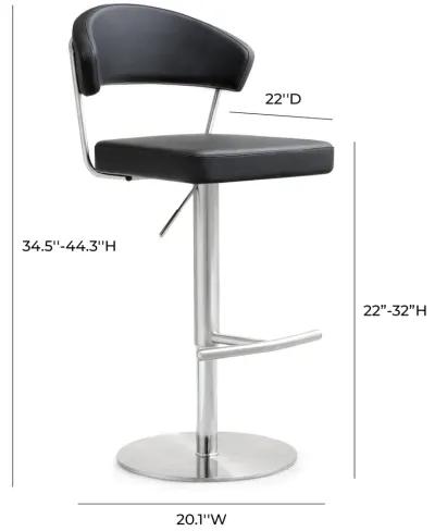 Cosmo Black Performance Vegan Leather and Stainless Steel Barstool