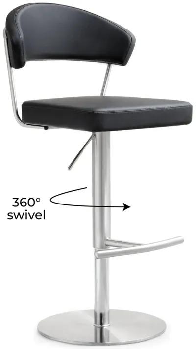 Cosmo Black Performance Vegan Leather and Stainless Steel Barstool