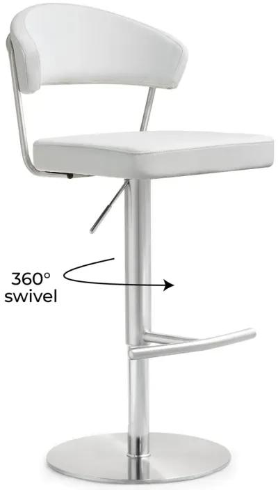 Cosmo White Performance Vegan Leather and Stainless Steel Barstool