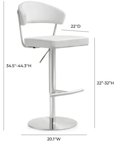 Cosmo White Performance Vegan Leather and Stainless Steel Barstool