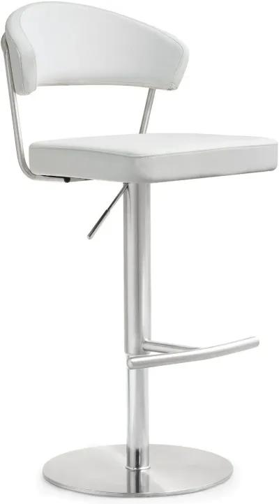 Cosmo White Performance Vegan Leather and Stainless Steel Barstool