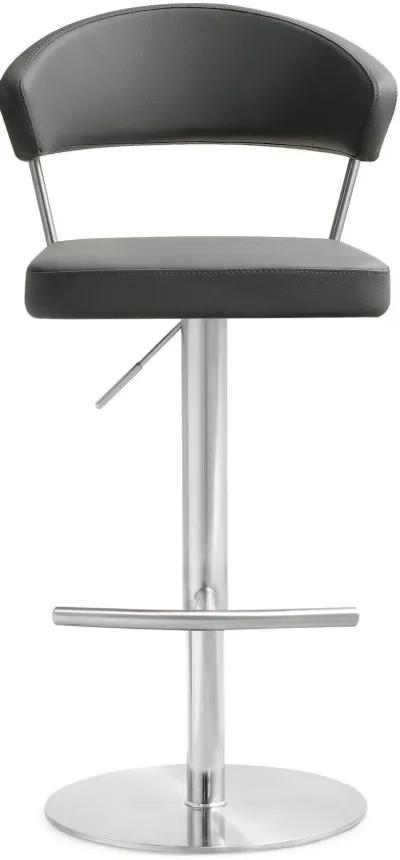 Cosmo Grey Performance Vegan Leather and Stainless Steel Barstool