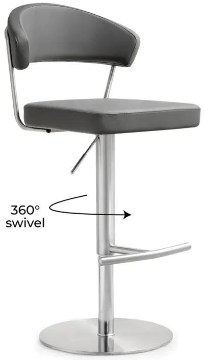 Cosmo Grey Performance Vegan Leather and Stainless Steel Barstool