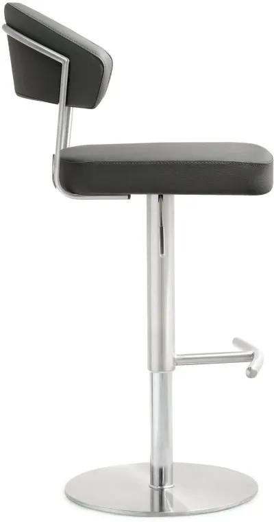 Cosmo Grey Performance Vegan Leather and Stainless Steel Barstool