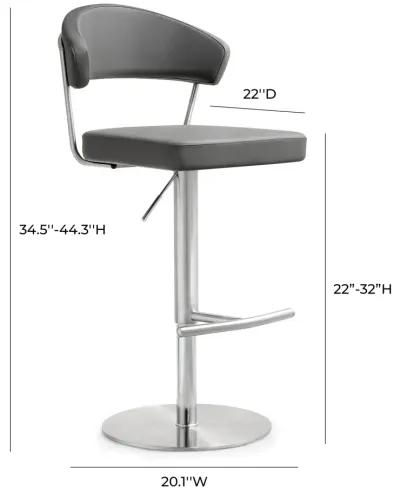 Cosmo Grey Performance Vegan Leather and Stainless Steel Barstool