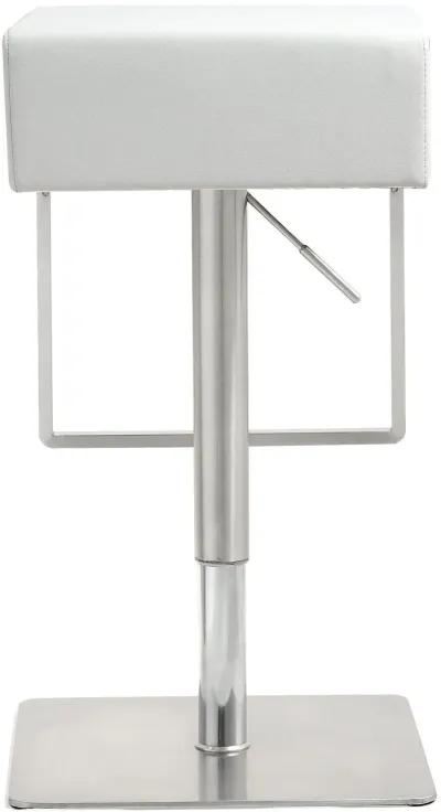 Seville White Performance Vegan Leather and Stainless Steel Adjustable Barstool