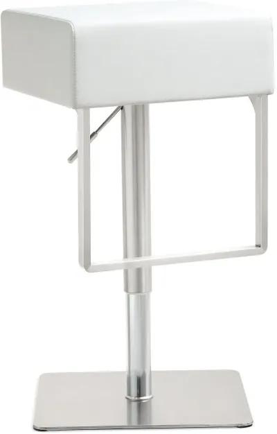 Seville White Performance Vegan Leather and Stainless Steel Adjustable Barstool