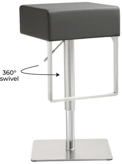 Seville Grey Performance Vegan Leather and Stainless Steel Adjustable Barstool