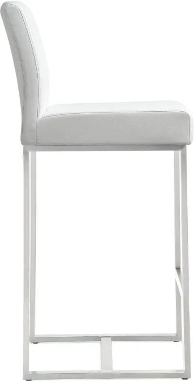 Denmark White Performance Vegan Leather and Stainless Steel Counter Stool - Set of 2