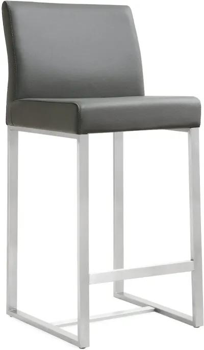 Denmark Grey Performance Vegan Leather and Stainless Steel Counter Stool - Set of 2