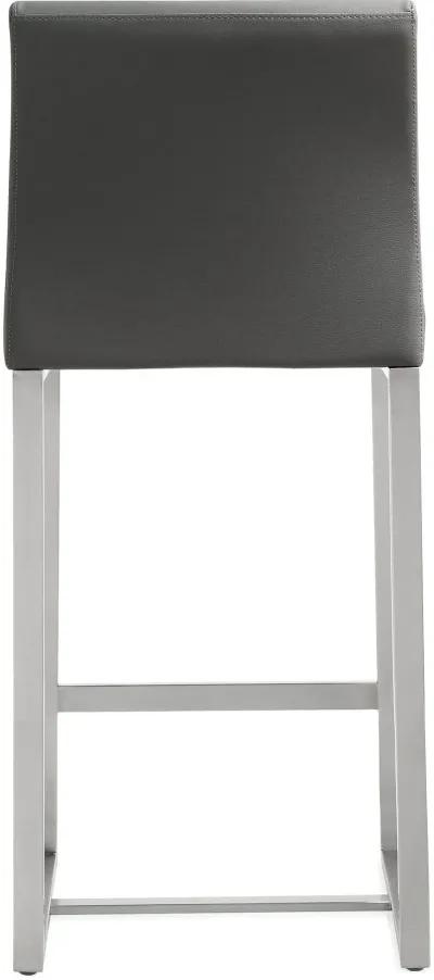 Denmark Grey Performance Vegan Leather and Stainless Steel Counter Stool - Set of 2