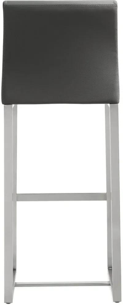 Denmark Grey Performance Vegan Leather and Stainless Steel Barstool - Set of 2