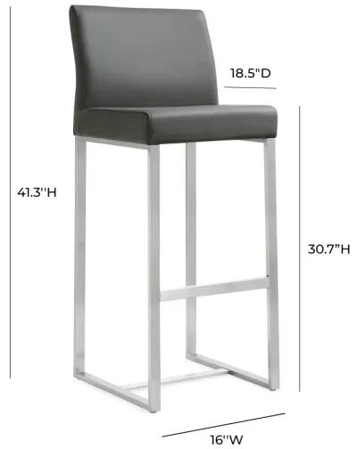 Denmark Grey Performance Vegan Leather and Stainless Steel Barstool - Set of 2