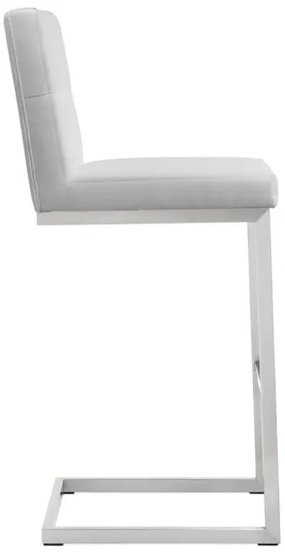 Helsinki White Performance Vegan Leather and Stainless Steel Barstool - Set of 2