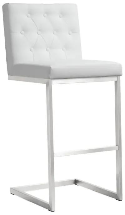 Helsinki White Performance Vegan Leather and Stainless Steel Barstool - Set of 2