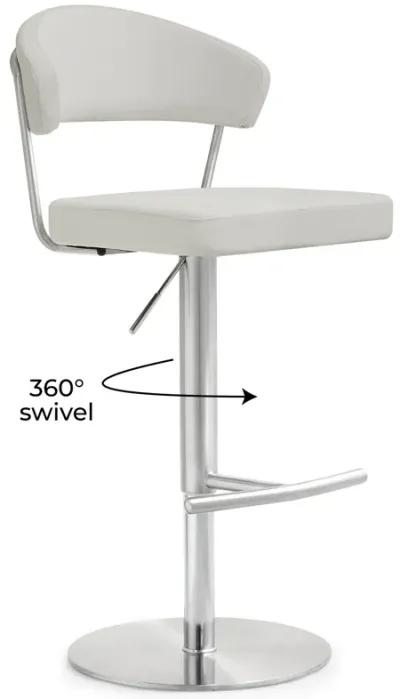 Cosmo Light Grey Performance Vegan Leather and Stainless Steel Barstool