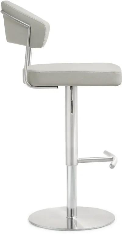 Cosmo Light Grey Performance Vegan Leather and Stainless Steel Barstool