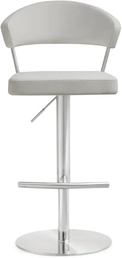 Cosmo Light Grey Performance Vegan Leather and Stainless Steel Barstool