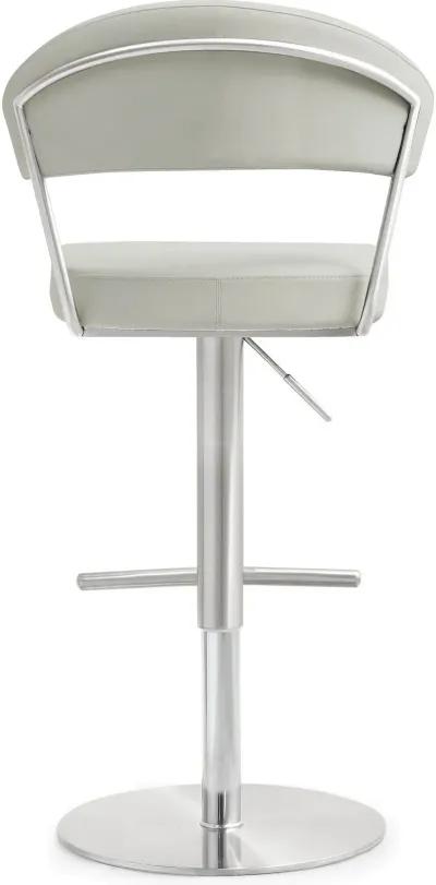 Cosmo Light Grey Performance Vegan Leather and Stainless Steel Barstool