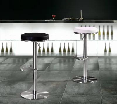 Fano Light Grey Performance Vegan Leather and Stainless Steel Barstool