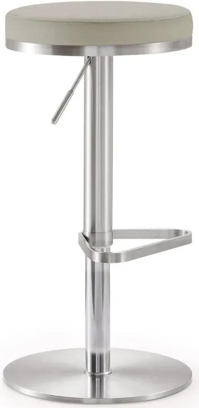 Fano Light Grey Performance Vegan Leather and Stainless Steel Barstool