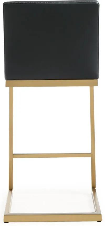 Parma Black Performance Vegan Leather and Gold Steel Counter Stool - Set of 2