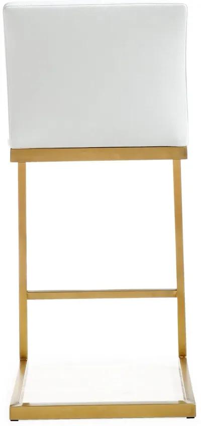 Parma White Performance Vegan Leather and Gold Steel Counter Stool - Set of 2