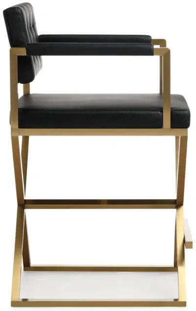 Director Black Performance Vegan Leather and Gold Steel Counter Stool