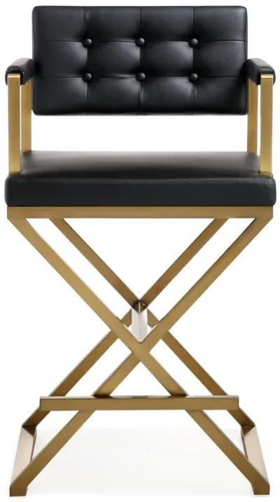 Director Black Performance Vegan Leather and Gold Steel Counter Stool