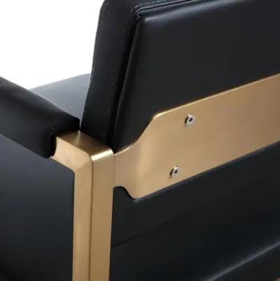 Director Black Performance Vegan Leather and Gold Steel Counter Stool