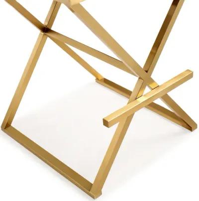 Director Black Performance Vegan Leather and Gold Steel Barstool