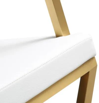 Director White Performance Vegan Leather and Gold Steel Barstool