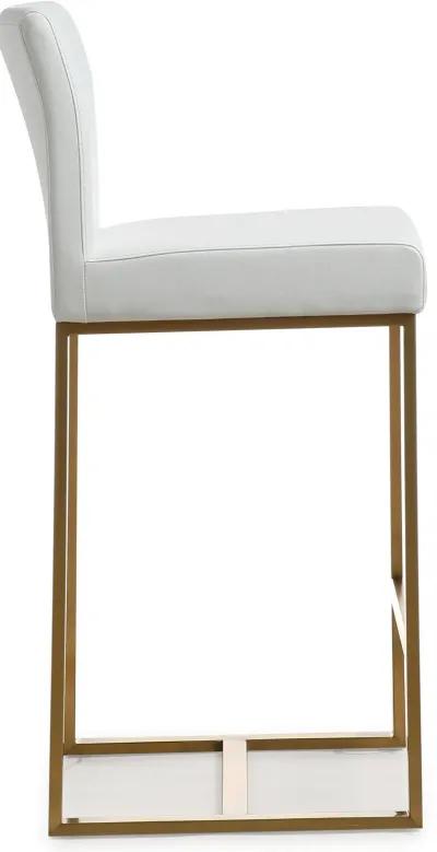 Denmark White Performance Vegan Leather and Gold Steel Counter Stool - Set of 2