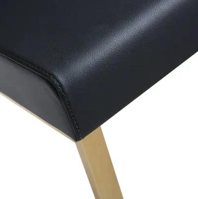 Denmark Black Performance Vegan Leather and Gold Steel Barstool - Set of 2