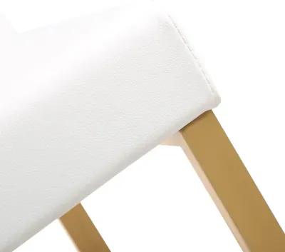 Denmark White Performance Vegan Leather and Gold Steel Barstool - Set of 2