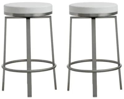 Pratt White Performance Vegan Leather Swivel Counter Stool - Set of 2