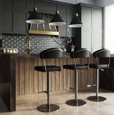 Cosmo Black Performance Vegan Leather on Black Steel Barstool