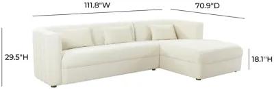 Callie Cream Velvet Sectional - RAF