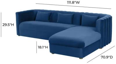 Callie Navy Velvet Sectional - RAF