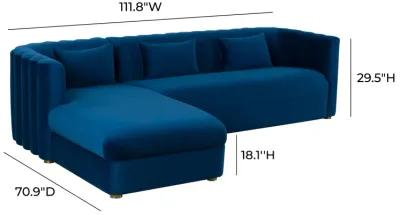 Callie Navy Velvet Sectional - LAF