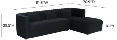 Callie Black Velvet Sectional - RAF